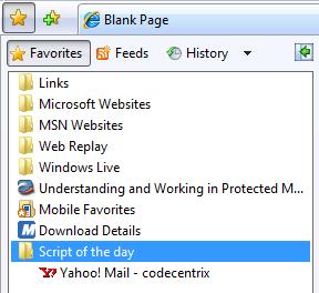 Shortcut in Internet Explorer Favorites